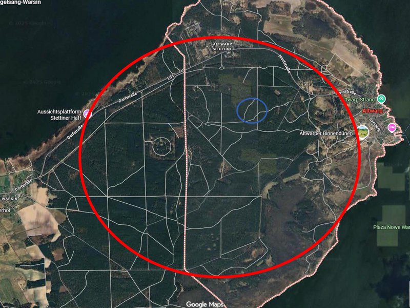 zeigt Karte mit Kennzeichnung des Übungsgebiets