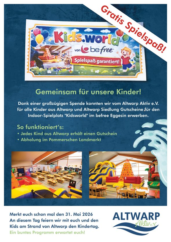 zeigt Plakat mit Detailinformationen zu Gutscheinen für Kinder