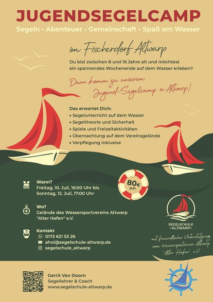 Zeigt Jugendsegelcamp Plakat
